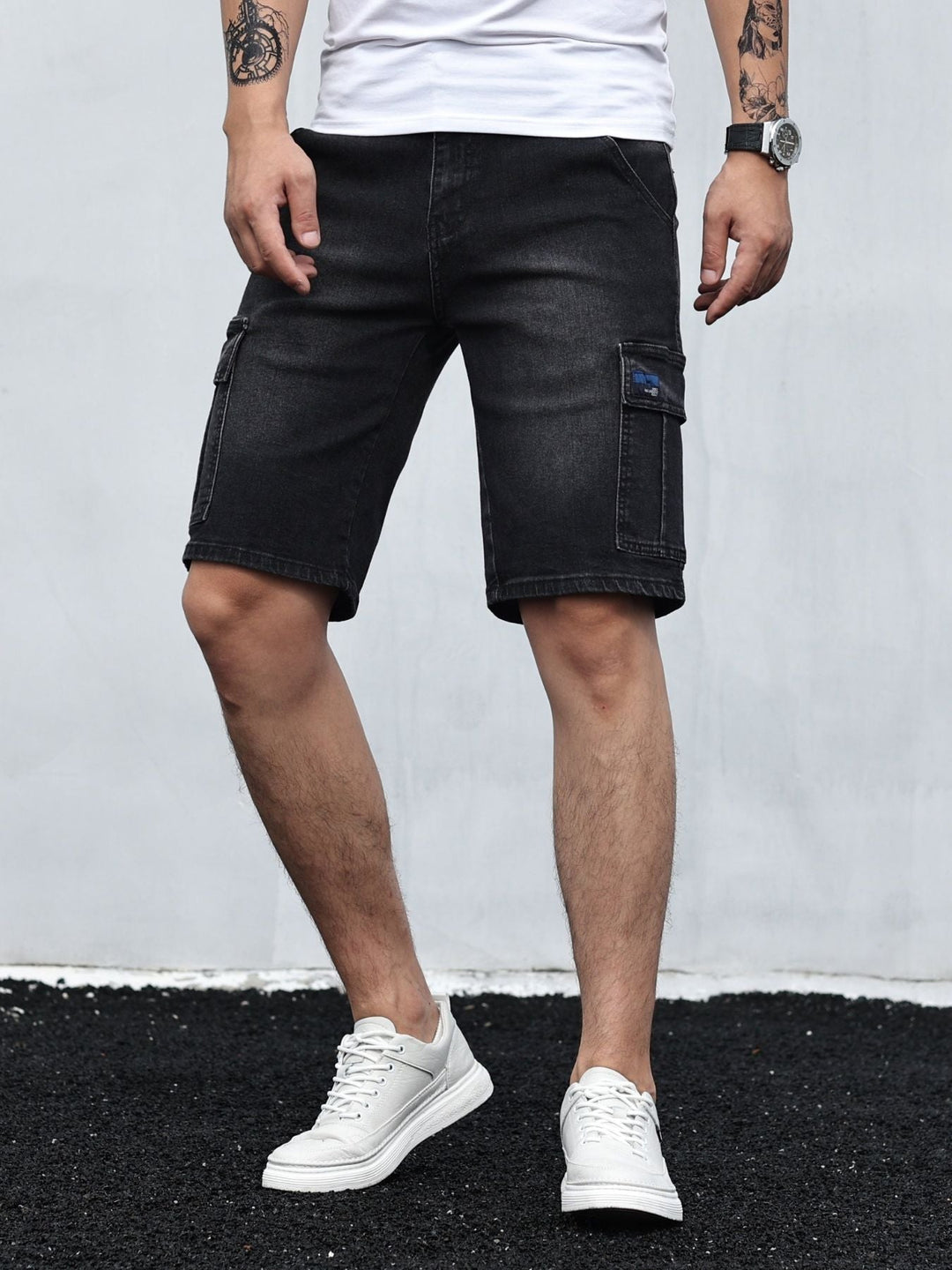 Drune | Cargo Denim Shorts Für Herren