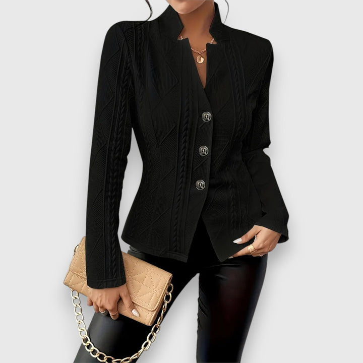 Drune | Ärmel Gestrickter Blazer für Den Winter Knopfschluss