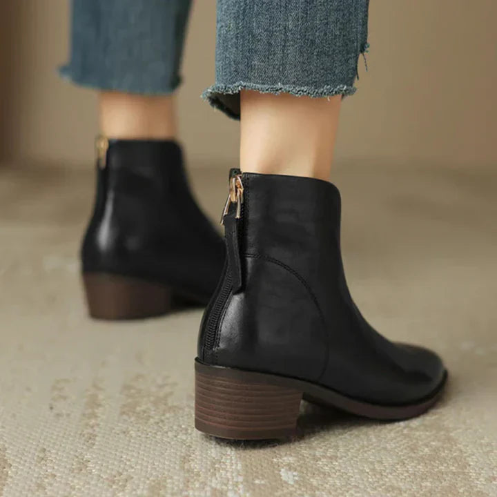 Drune | damenstiefelette aus leder mit blockabsatz