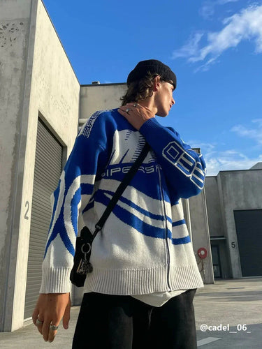 Drune | Strick Unisex Übergröße Weste Weste Mit Reißverschluss