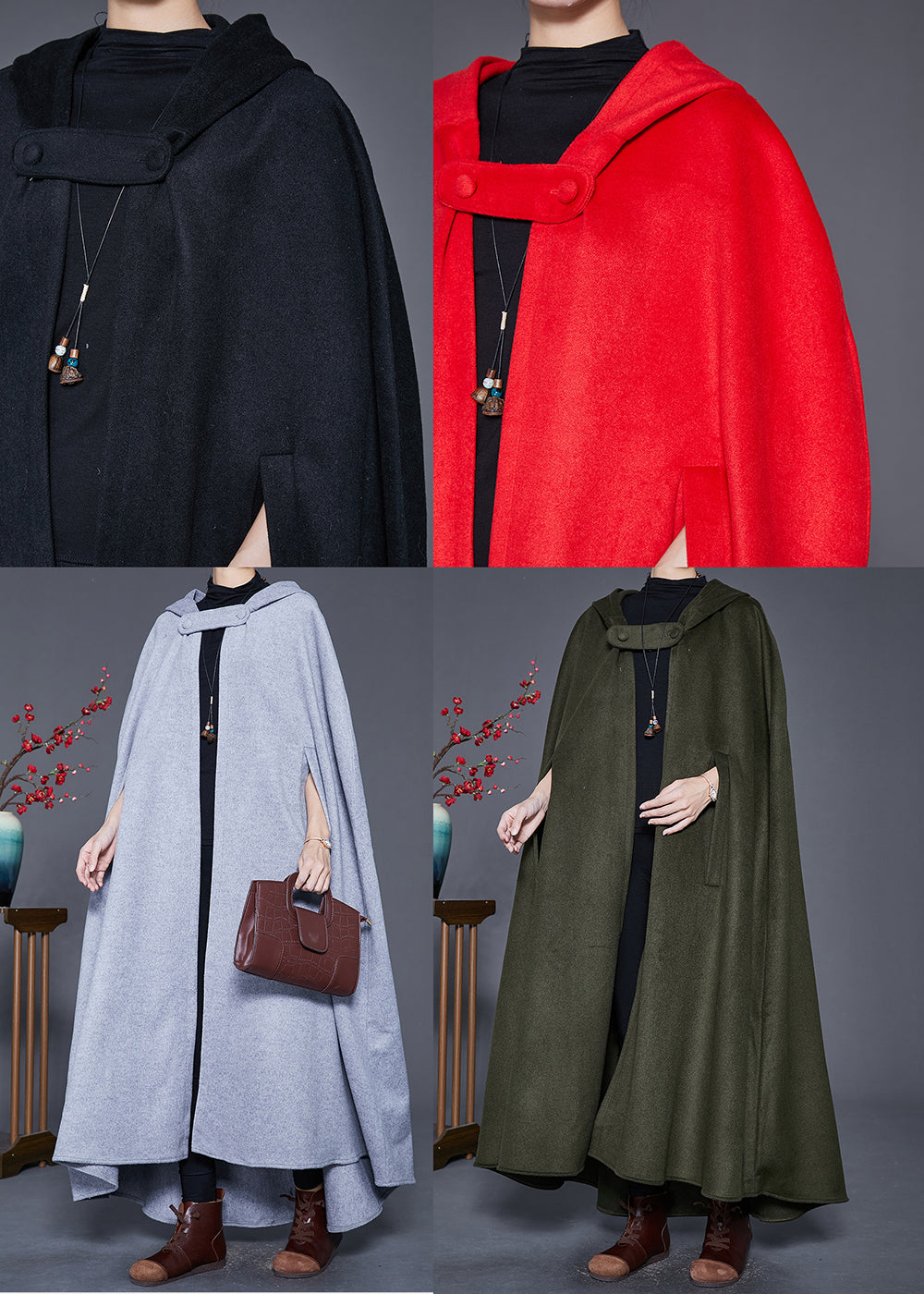 Drune | Längeren Wolltrenchcoats mit Kapuze Ärmeln