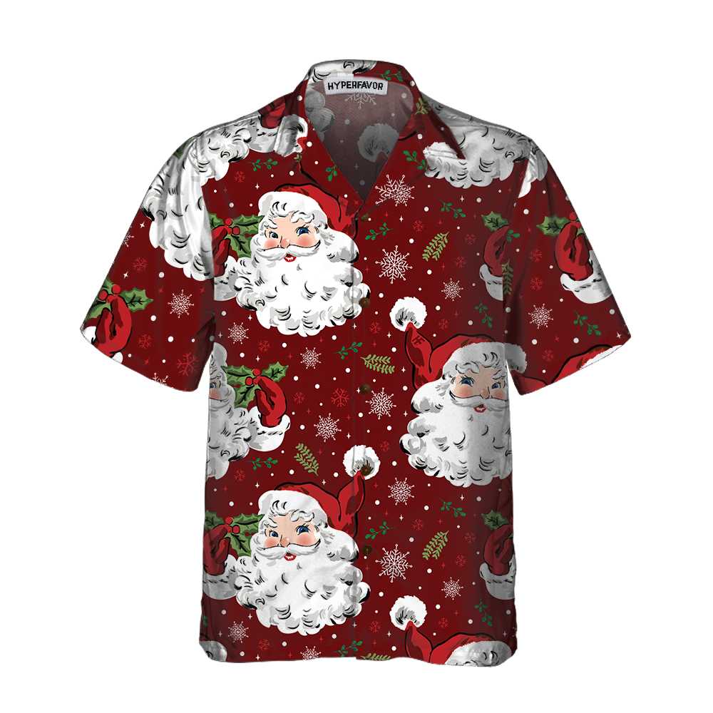 Drune | Rote Santa Gemütliche Weihnachts-Hawaiian-Shirt, Kurzarm Santa Weihnachts-Hawaiian-Shirt, Geschenk für den Weihnachtstag