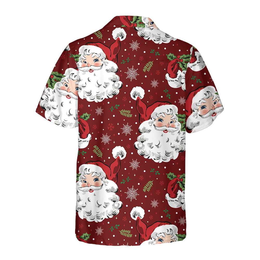 Drune | Rote Santa Gemütliche Weihnachts-Hawaiian-Shirt, Kurzarm Santa Weihnachts-Hawaiian-Shirt, Geschenk für den Weihnachtstag