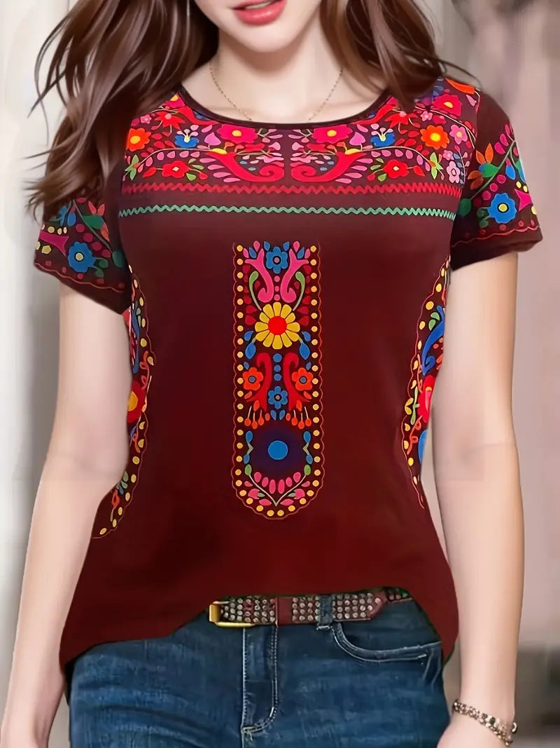 Drune | Ethisches T-Shirt mit Blumenmuster