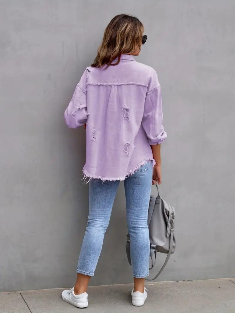 Drune Denim Jacke | Übergroße zerrissene Denimjacke für Frauen