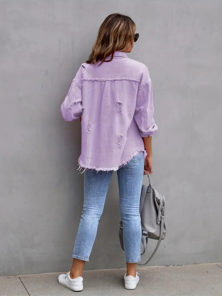 Drune Denim Jacke | Übergroße zerrissene Denimjacke für Frauen