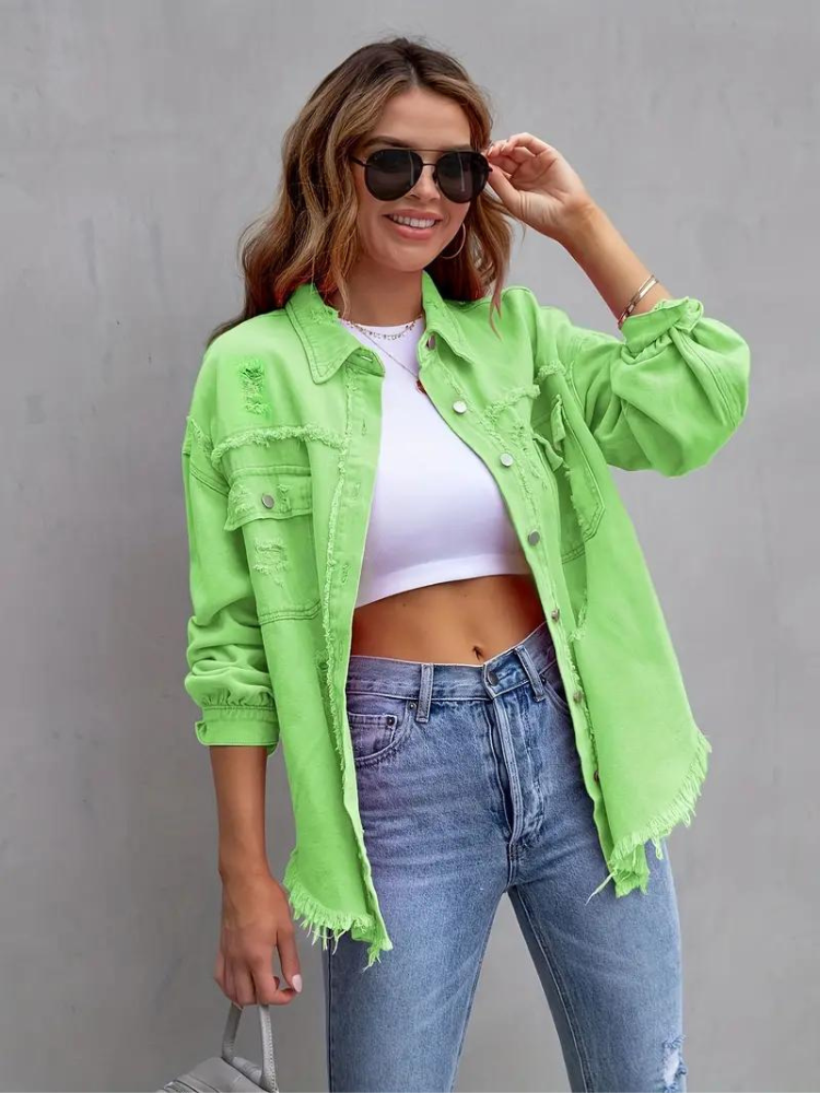 Drune Denim Jacke | Übergroße zerrissene Denimjacke für Frauen