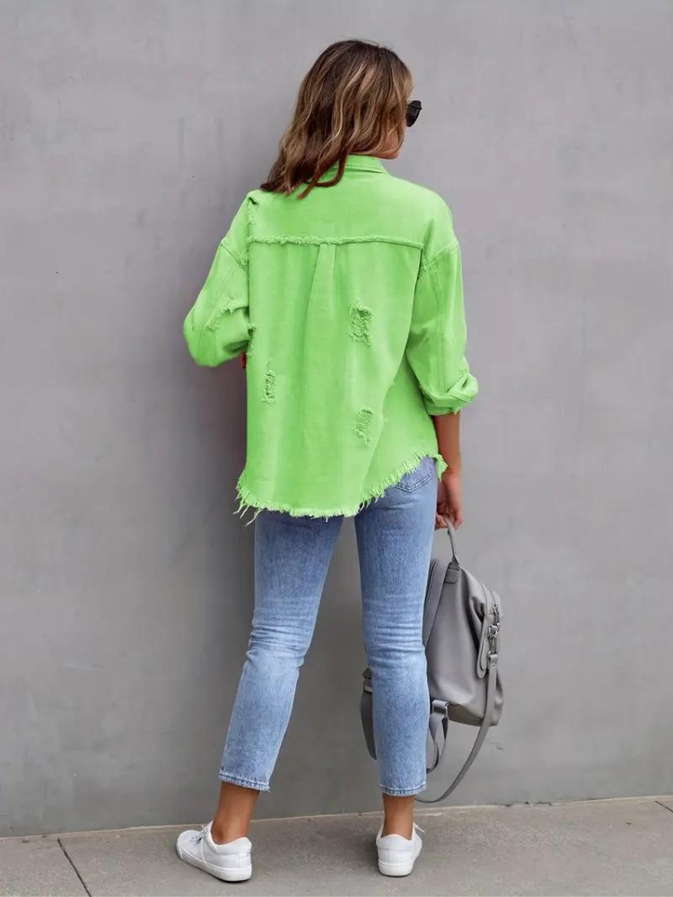 Drune Denim Jacke | Übergroße zerrissene Denimjacke für Frauen