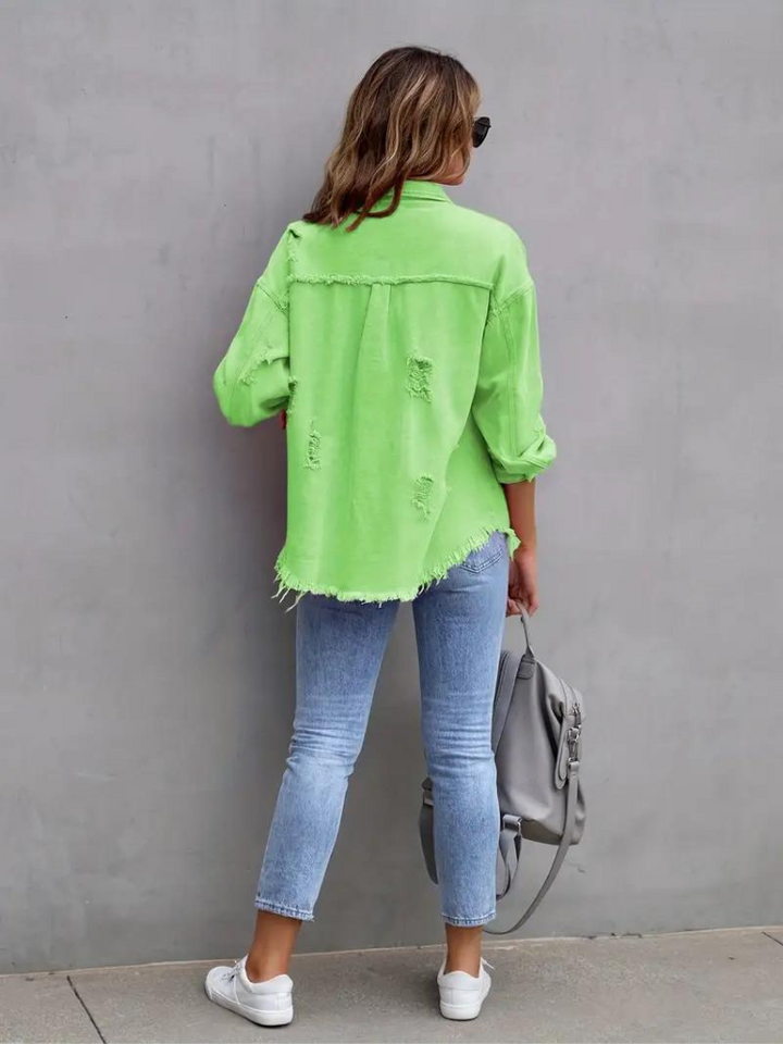 Drune Denim Jacke | Übergroße zerrissene Denimjacke für Frauen