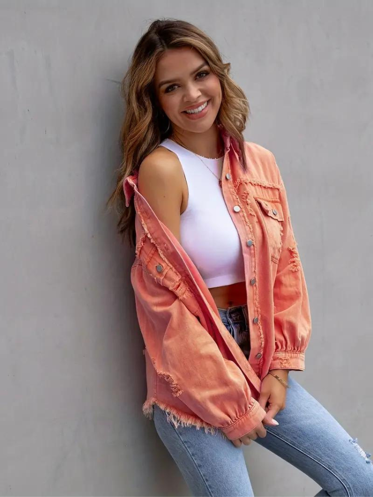 Drune Denim Jacke | Übergroße zerrissene Denimjacke für Frauen