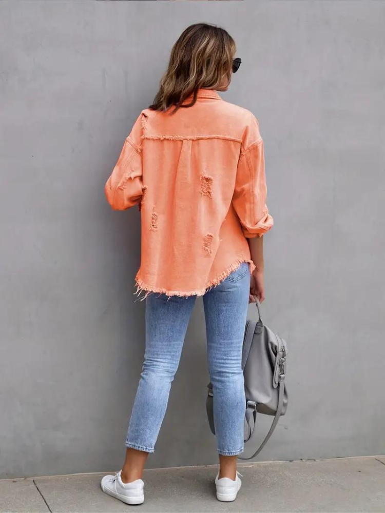 Drune Denim Jacke | Übergroße zerrissene Denimjacke für Frauen