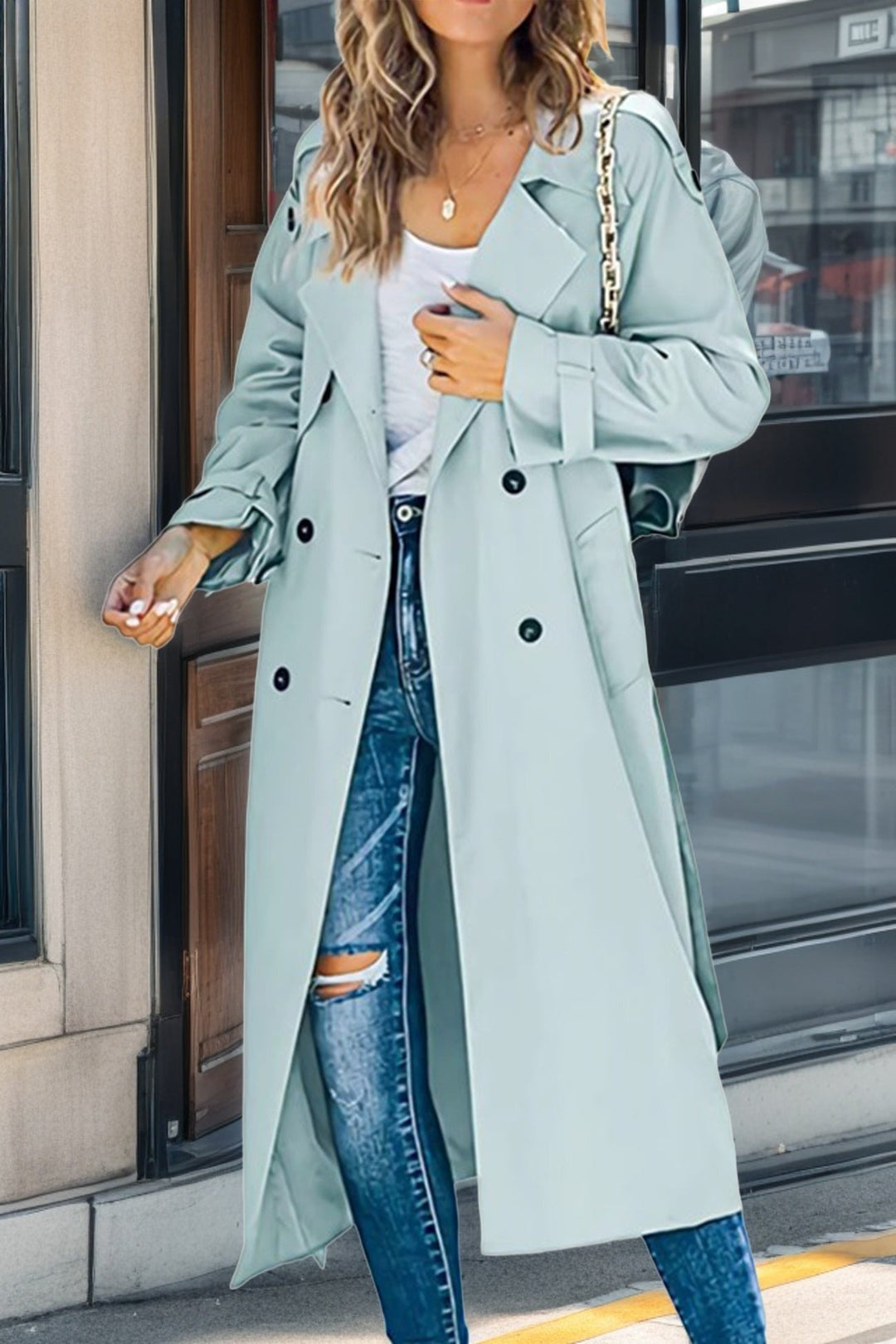 Drune | Langer Trenchcoat Doppelreiher