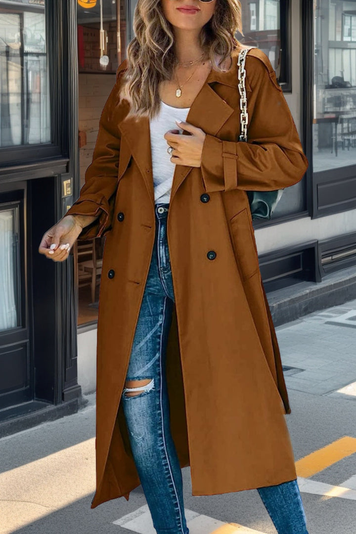 Drune | Langer Trenchcoat Doppelreiher