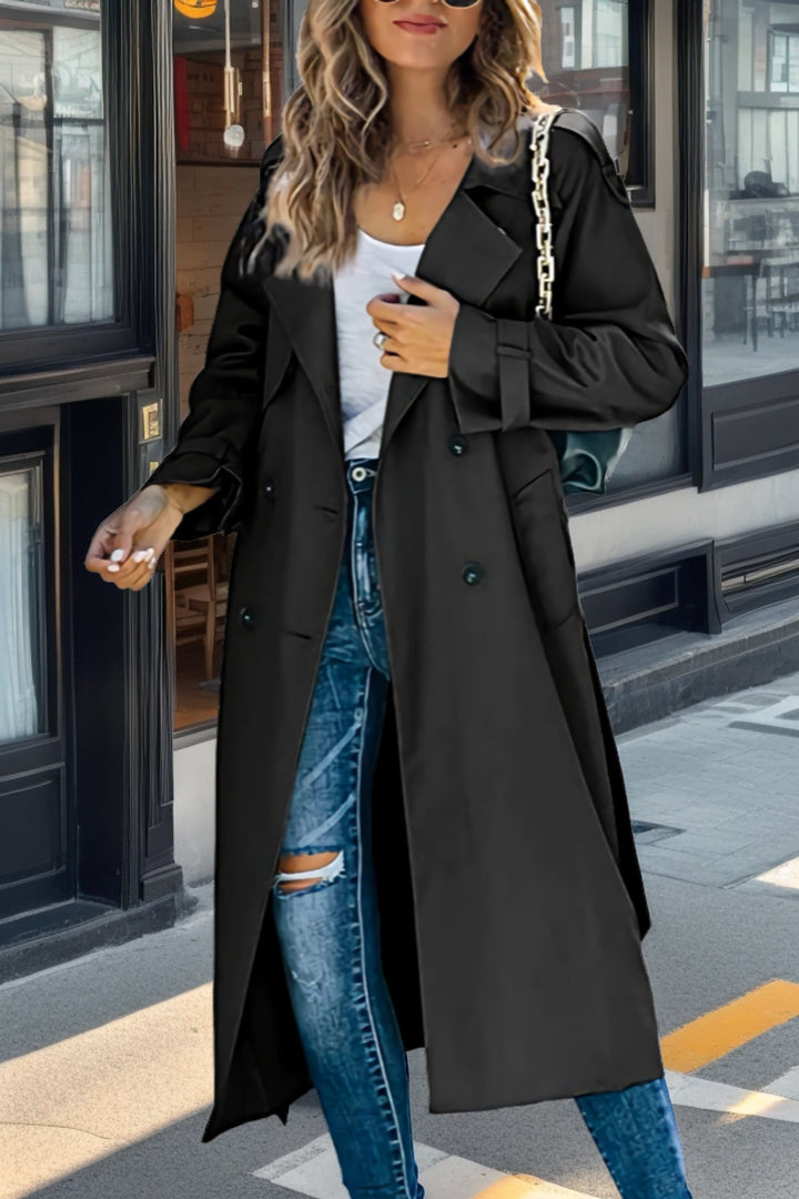 Drune | Langer Trenchcoat Doppelreiher