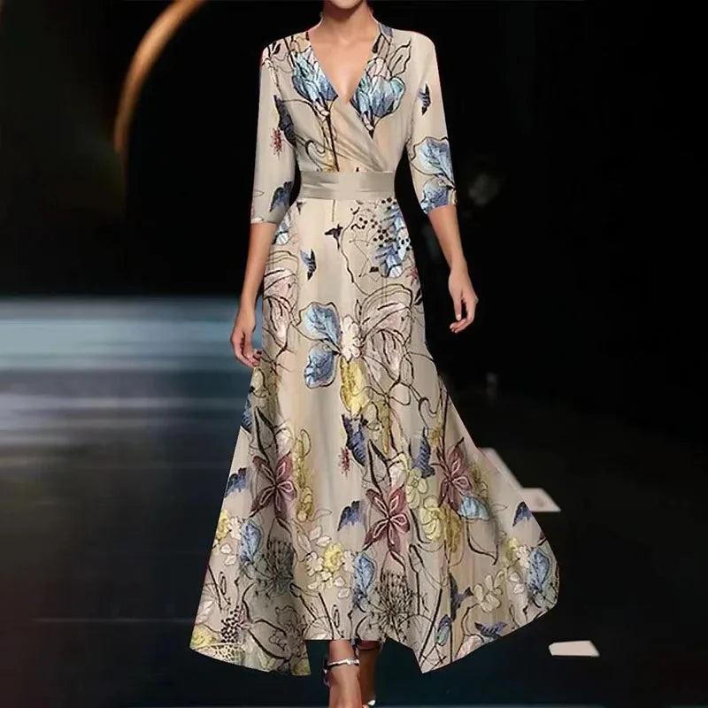 Drune | Wickel Maxi Kleid mit gewagtem Blumenmuster für Damen