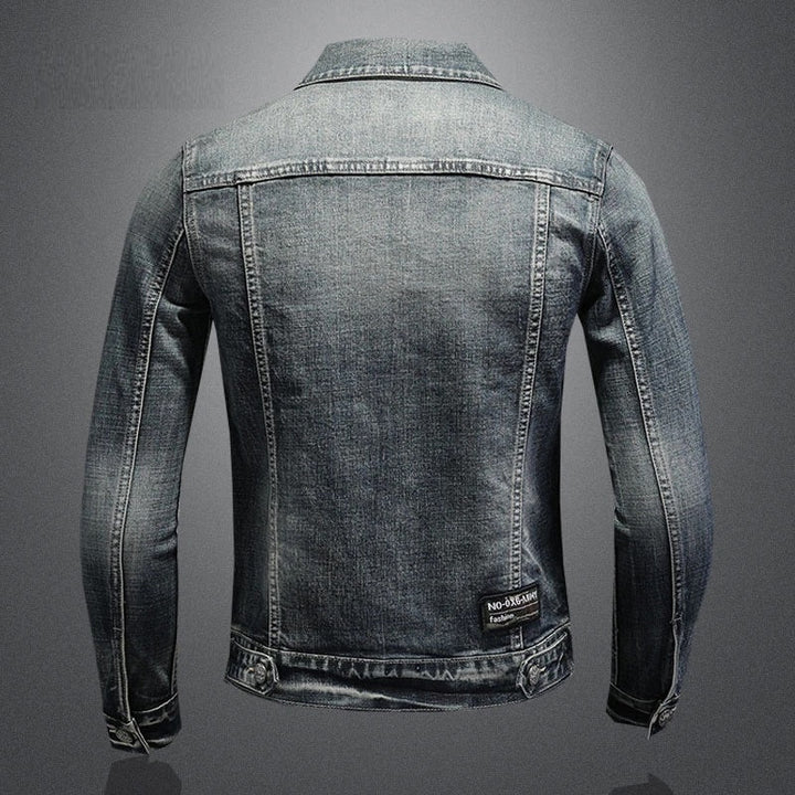 Drune | Herren Graue Truckerjacke - Knopfverschluss mit Brusttaschen