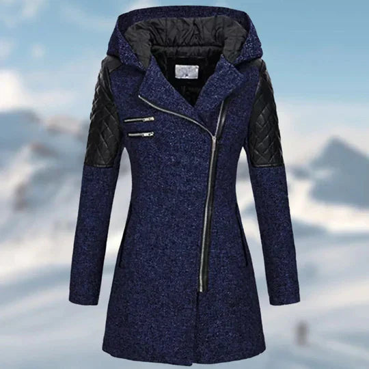 Drune | Schicker Wintermantel mit Kapuze und Langen Reißverschluss für Frauen