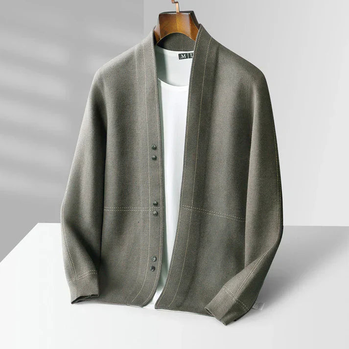 Drune | Strickjacke Wolle Lockere Passform Knopfverschluss Weich Strukturierte Schicht Deluxe