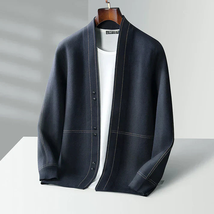 Drune | Strickjacke Wolle Lockere Passform Knopfverschluss Weich Strukturierte Schicht Deluxe