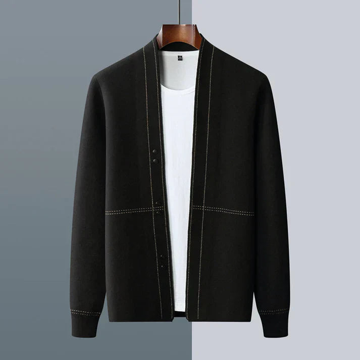 Drune | Strickjacke Wolle Lockere Passform Knopfverschluss Weich Strukturierte Schicht Deluxe