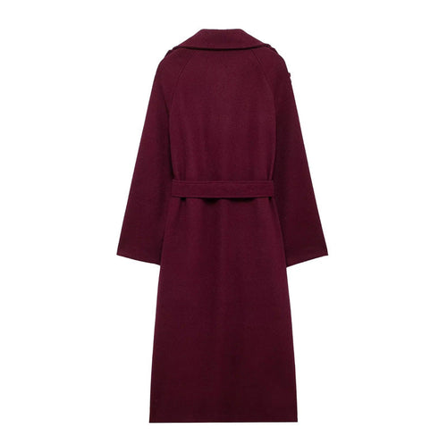 Drune | langer Trenchcoat in elegantem Rot - stilvoller Wintermantel für gemütliche Abende