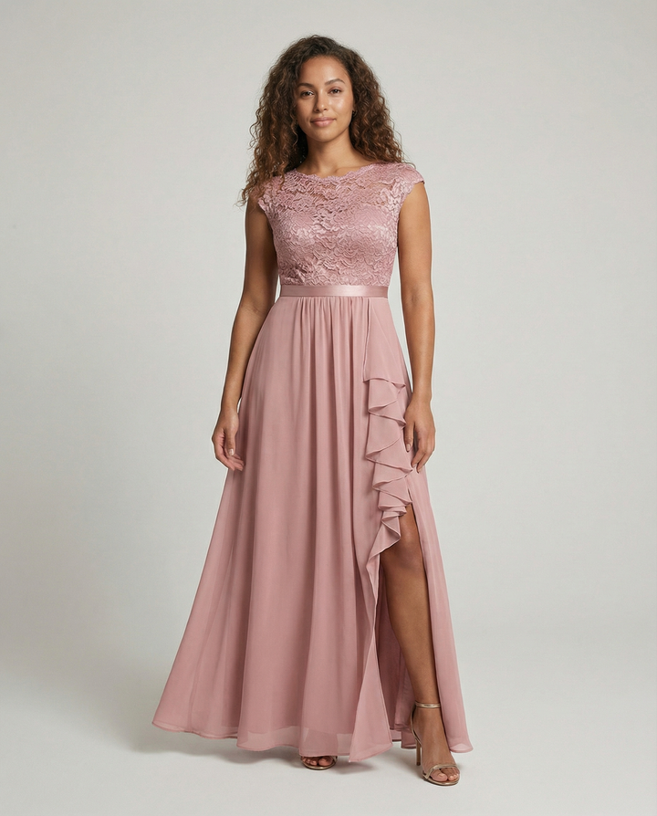 Drune | Elegantes Damen Maxikleid Mit Spitzeneinsätzen Zeitlos, Romantisch & Fließend