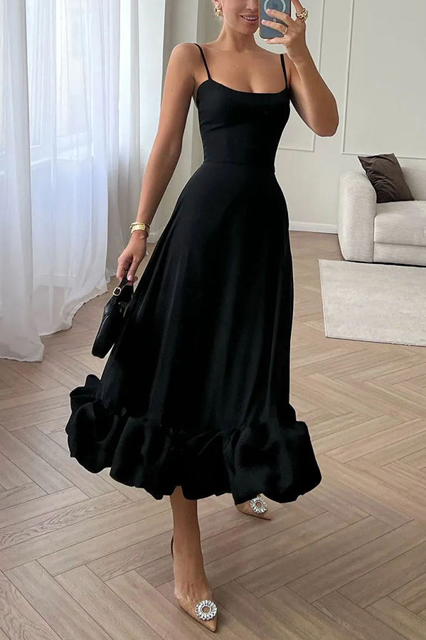 Drune | Strapless Midi Kleid mit Rüschen für Mitternachtsballetten