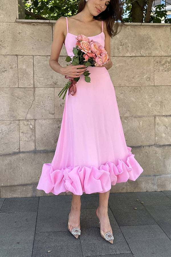 Drune | Strapless Midi Kleid mit Rüschen für Mitternachtsballetten