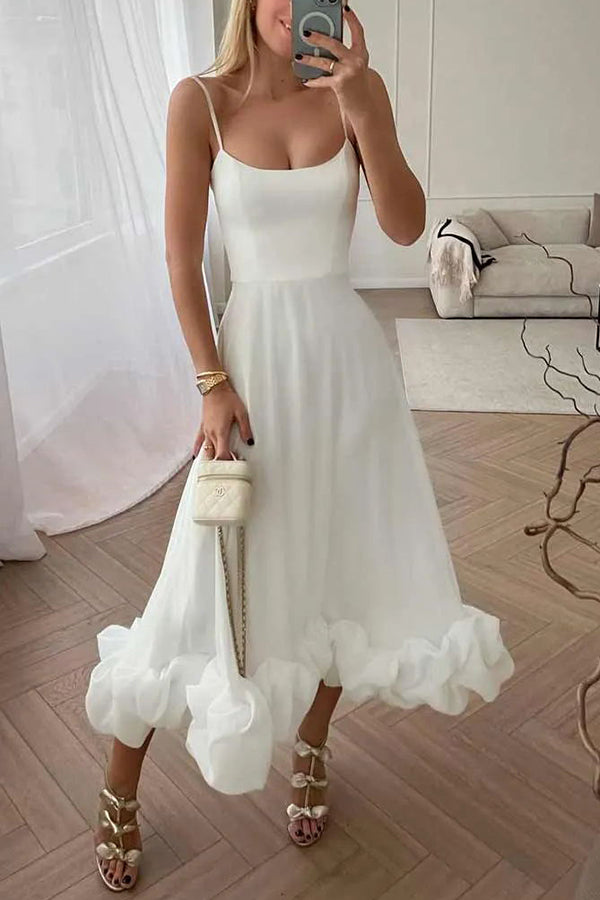 Drune | Strapless Midi Kleid mit Rüschen für Mitternachtsballetten