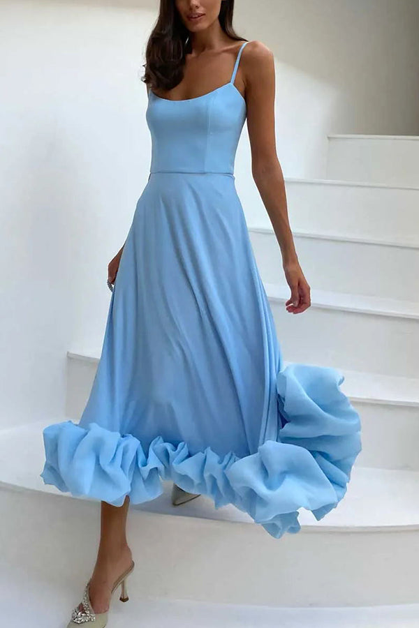 Drune | Strapless Midi Kleid mit Rüschen für Mitternachtsballetten