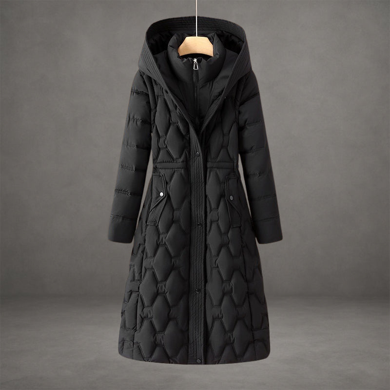Drune | Kapuzen Maxi Puffer Mantel - Steppmantel mit Knopfleiste