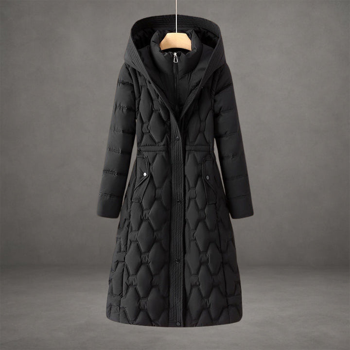 Drune | Kapuzen Maxi Puffer Mantel - Steppmantel mit Knopfleiste