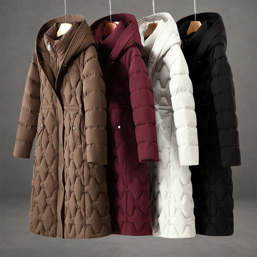 Drune | Kapuzen Maxi Puffer Mantel - Steppmantel mit Knopfleiste
