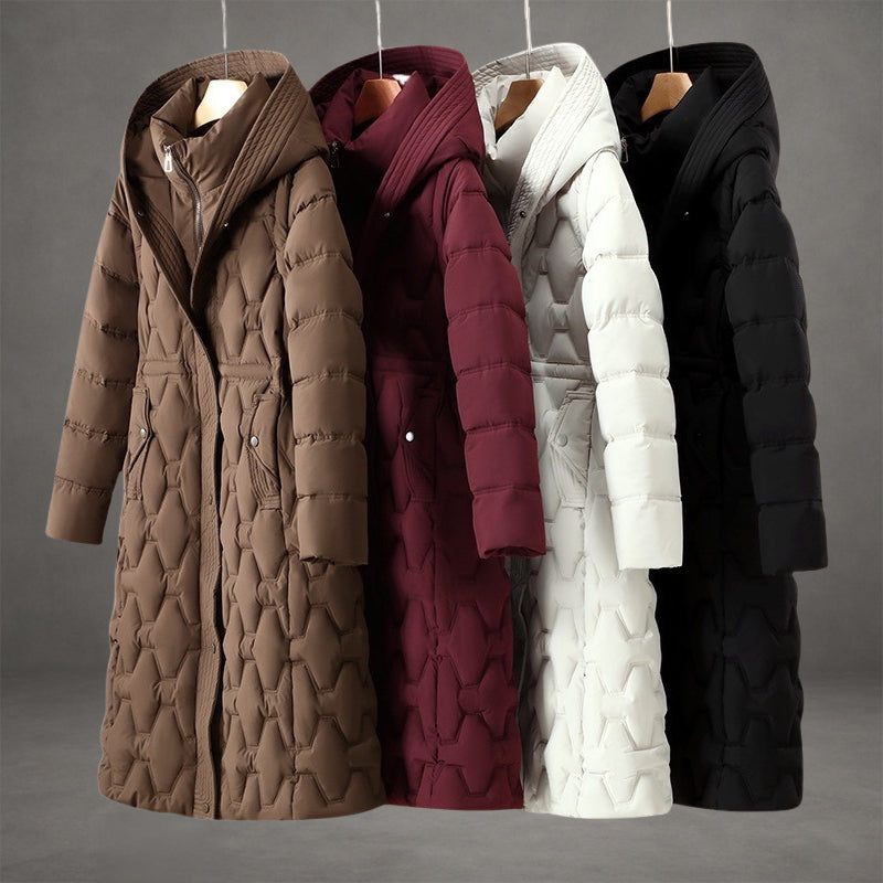 Drune | Kapuzen Maxi Puffer Mantel Steppmantel mit Knopfleiste