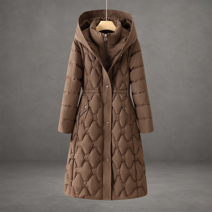 Drune | Kapuzen Maxi Puffer Mantel - Steppmantel mit Knopfleiste