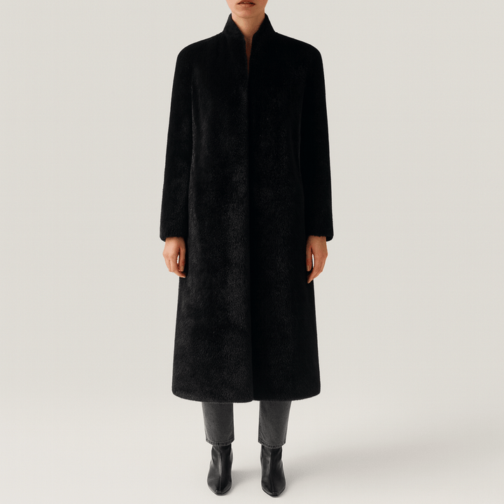 Drune | Damen Schwarz Slim Fit Langer Trenchcoat Klassischer Stil