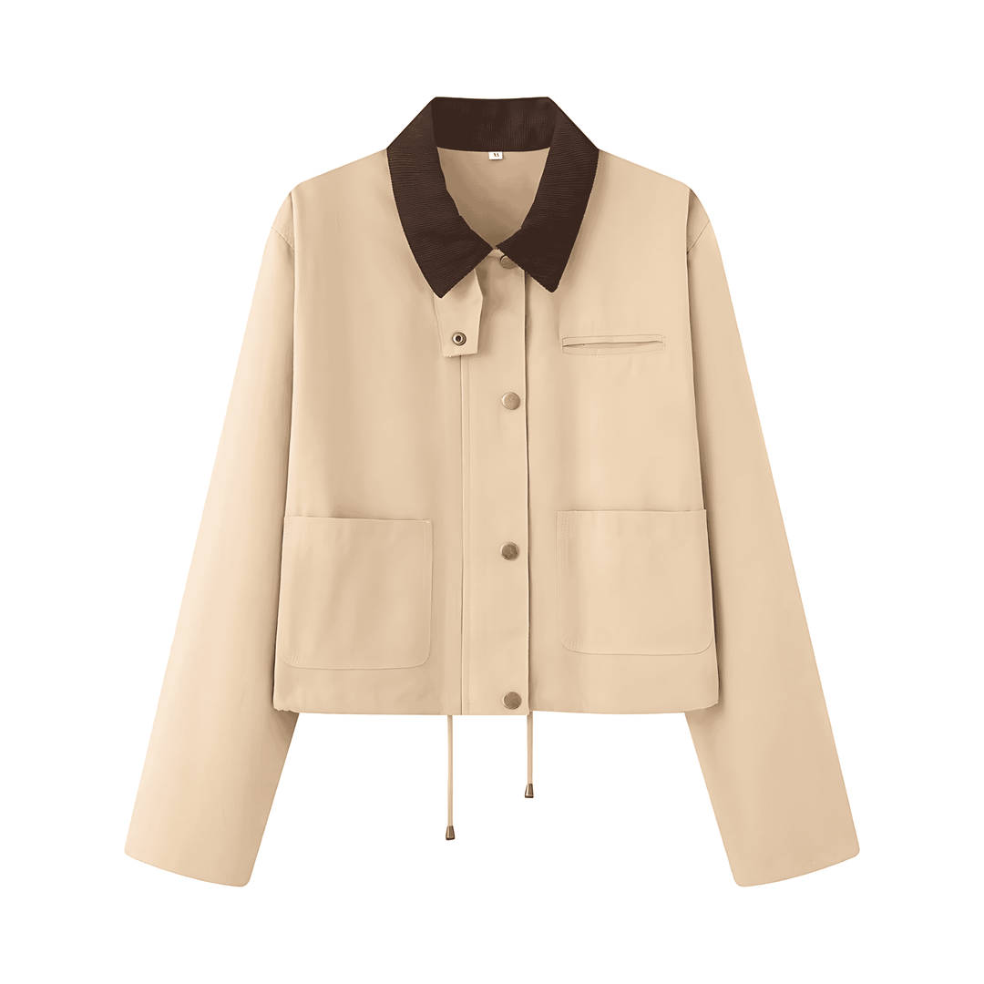 Drune | Damen Freizeitjacke mit Kontrastkragen & Taschen