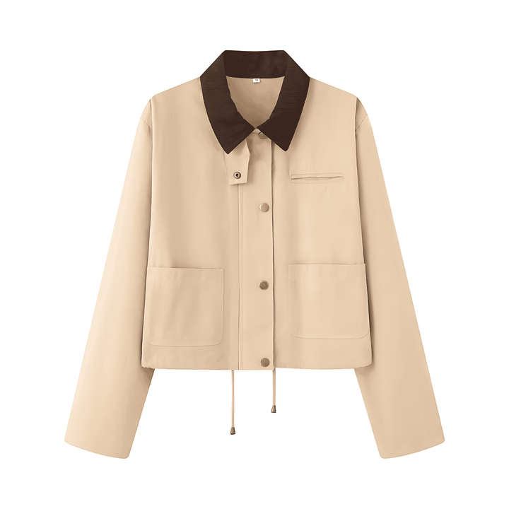 Drune | Damen Freizeitjacke mit Kontrastkragen & Taschen