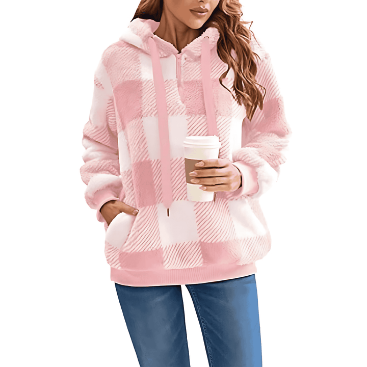 Drune | Frauen Kontrollierte Hohe Kragen Hoodie Gemütlicher Stil