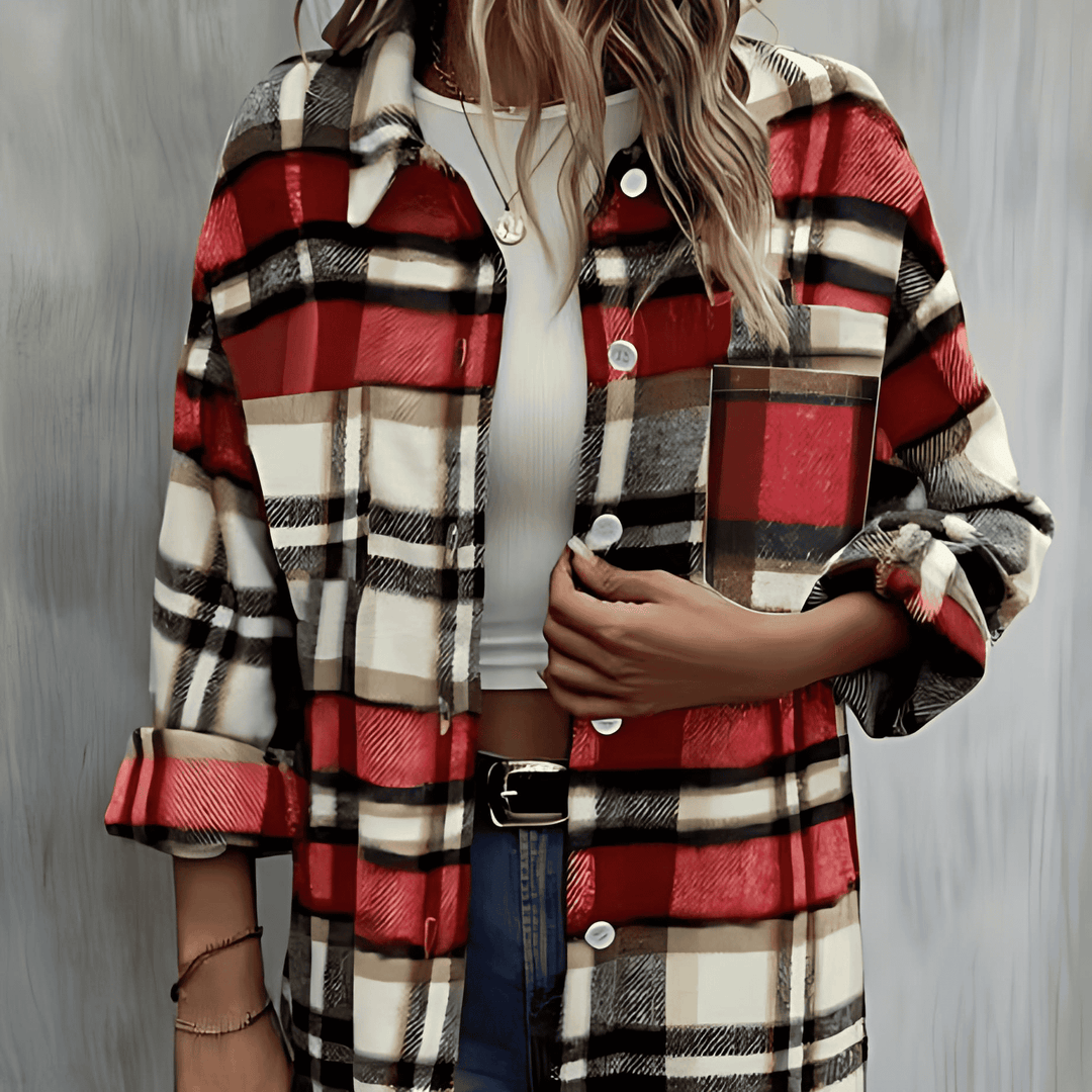 Drune | Damen Karierte Shirtjacke Casual Stil