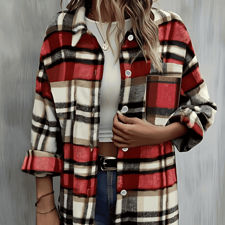 Drune | Damen Karierte Shirtjacke Casual Stil