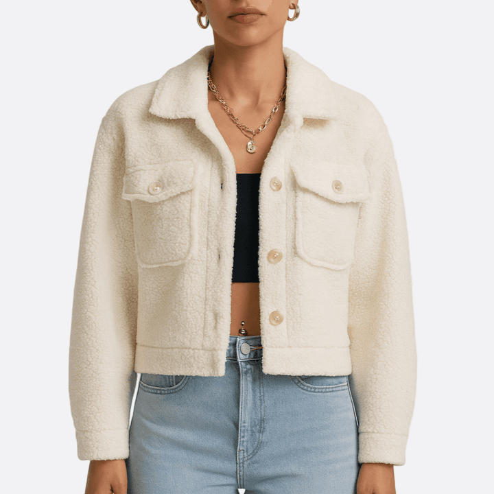 Drune | Damen Cropped Sherpa Jacke Wollmix