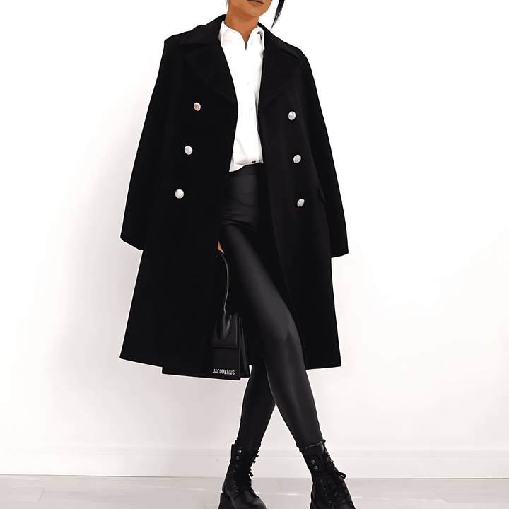 Drune | Damen Doppelbreasted Langer Mantel Winterstil