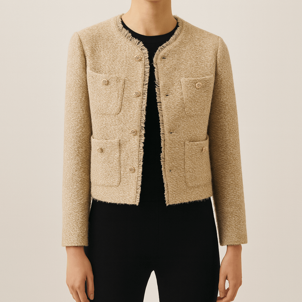 Drune | Damen Elegante Gepolsterte Tweedjacke Kurze Jacke
