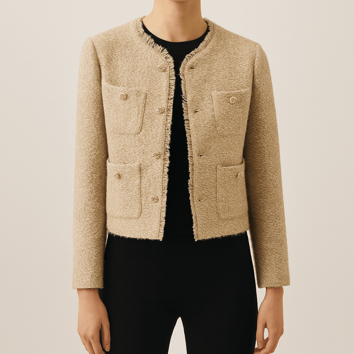 Drune | Damen Elegante Gepolsterte Tweedjacke Kurze Jacke