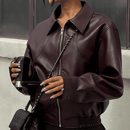 Drune | Damen Kunstlederjacke Biker-Stil
