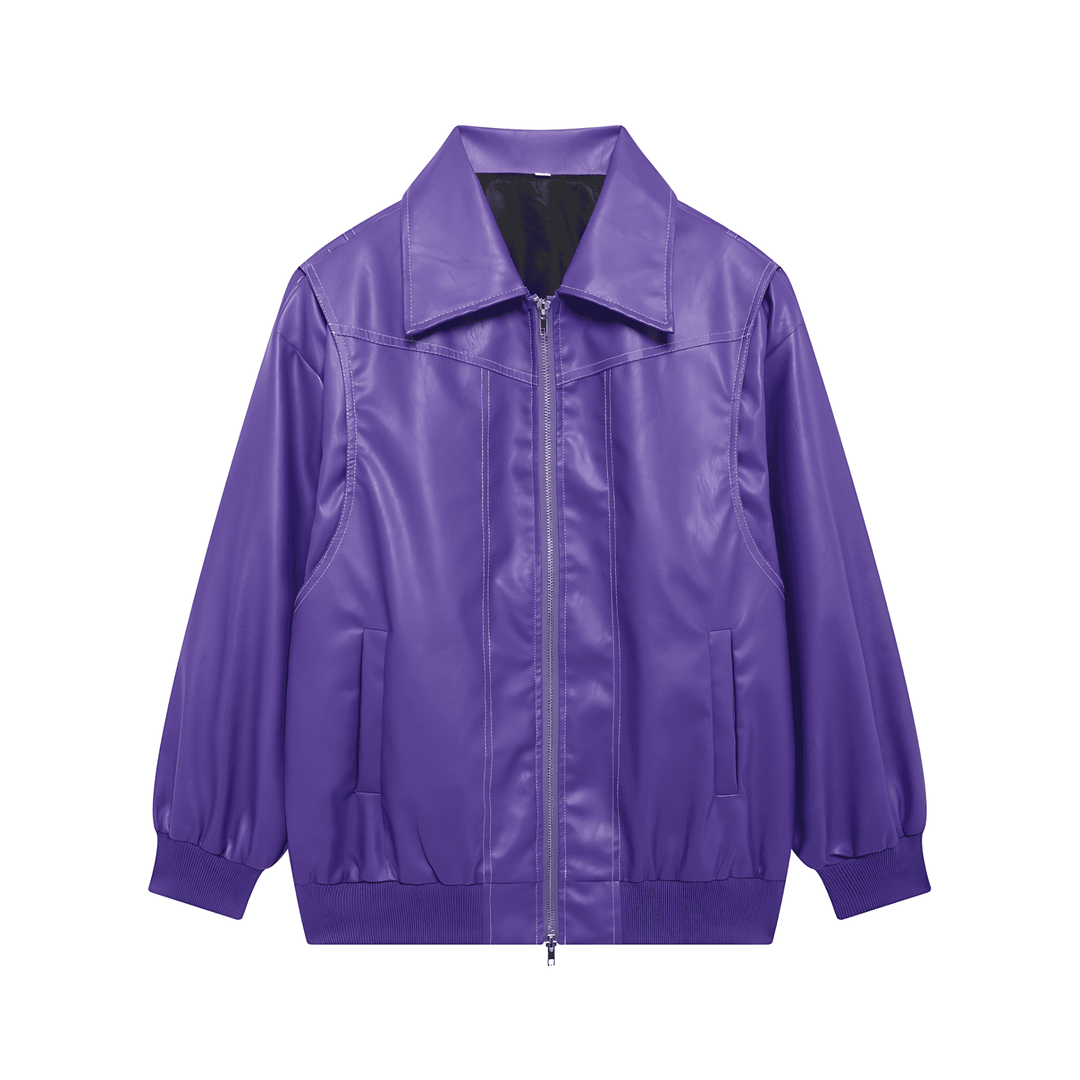 Drune | Damen Faux Leder Jacke Elastische Ärmel