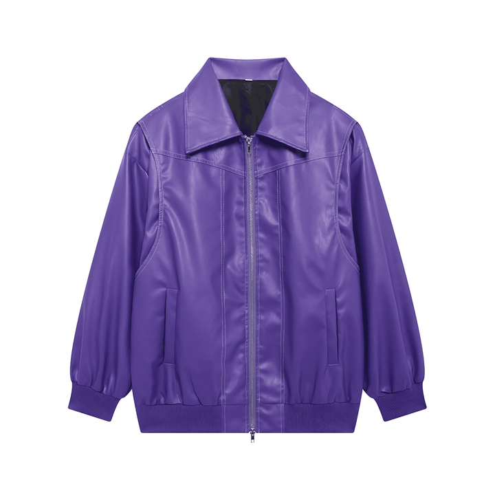 Drune | Damen Faux Leder Jacke Elastische Ärmel