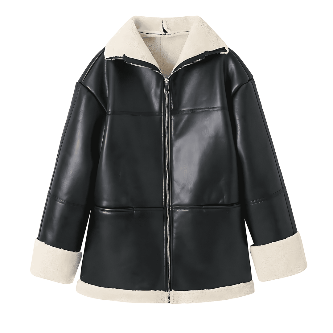Drune | Damen Faux-Lederjacke Fleece-Futter