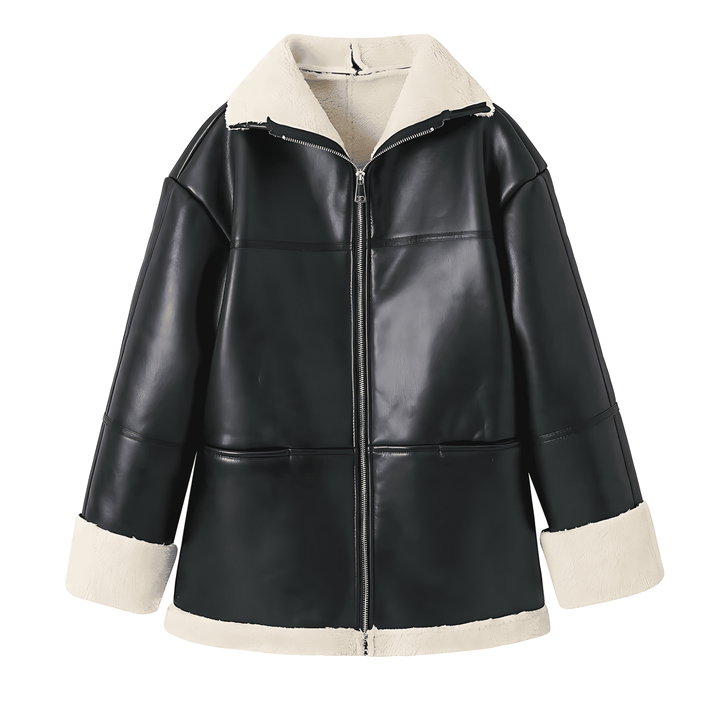 Drune | Damen Faux-Lederjacke Fleece-Futter